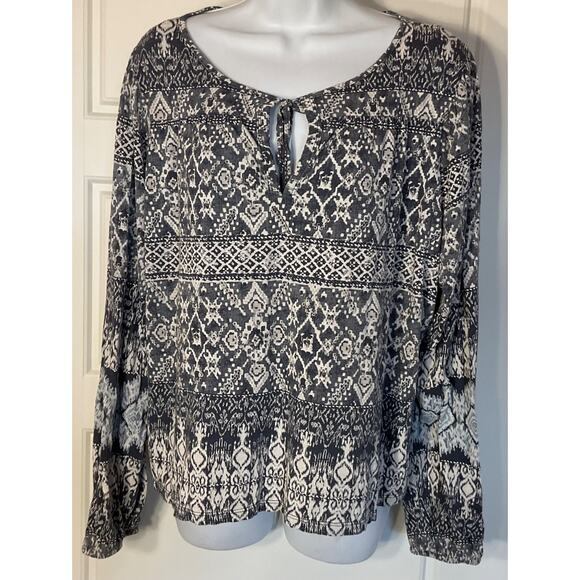 Lucky Brand Tops - Lucky Brand Blue White Geometric Long Sleeve Soft Top XL